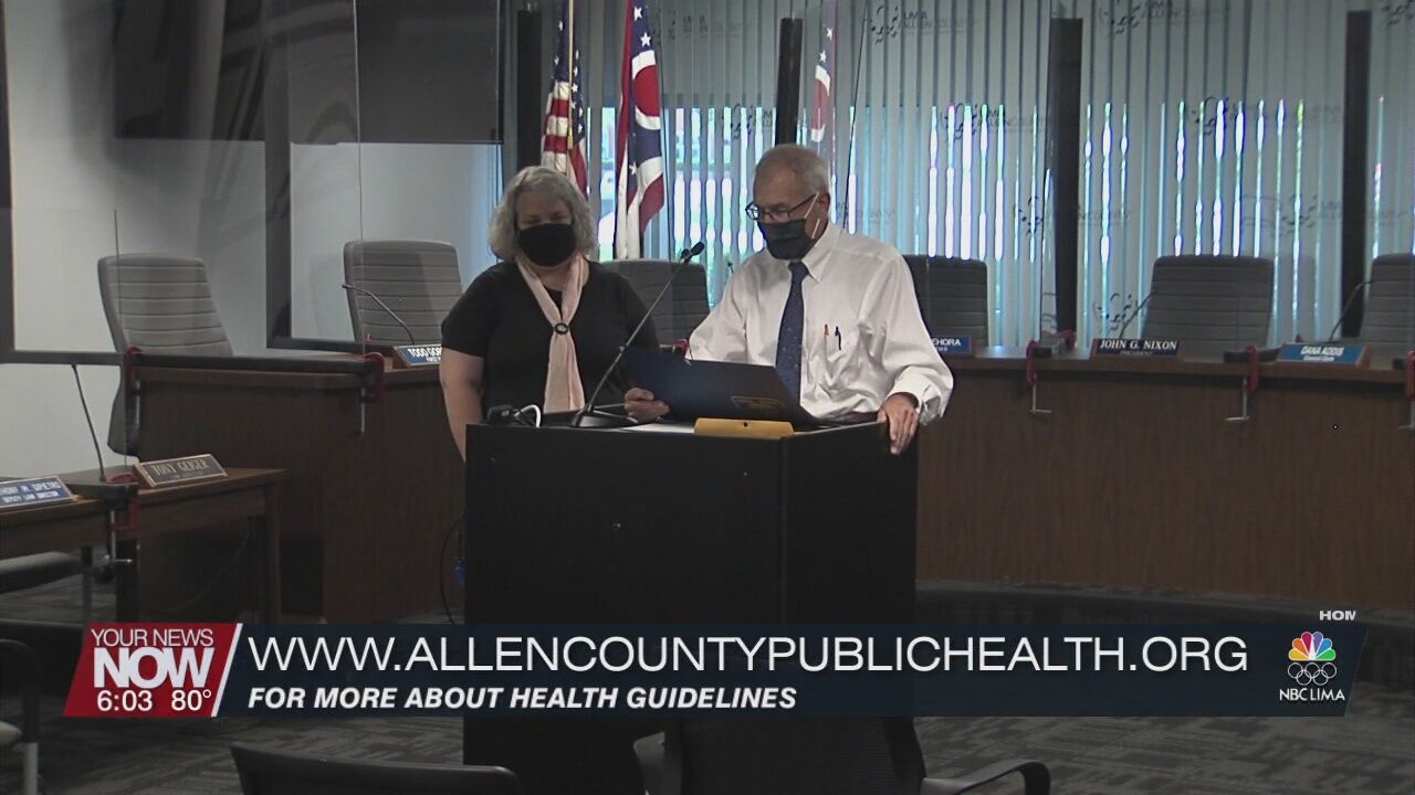 City of Lima following CDC guidelines of masking up to enter buildings